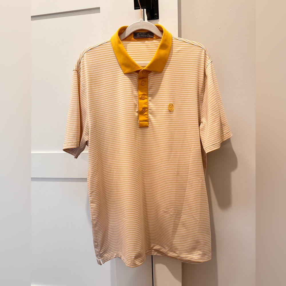 G/Fore Men’s Golf Polo in Yellow Stripe (Large)